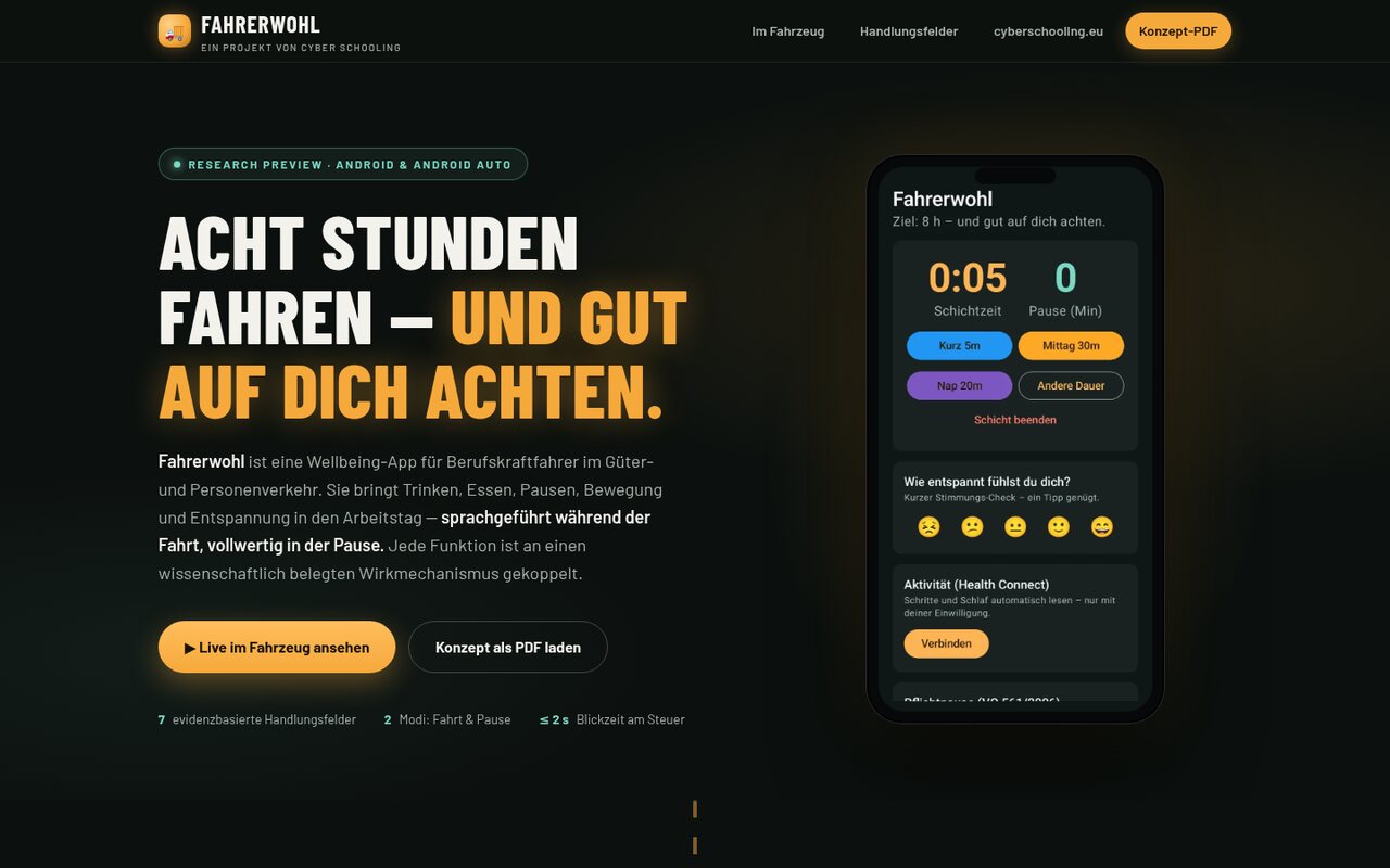 Screenshot der Fahrerwohl-App